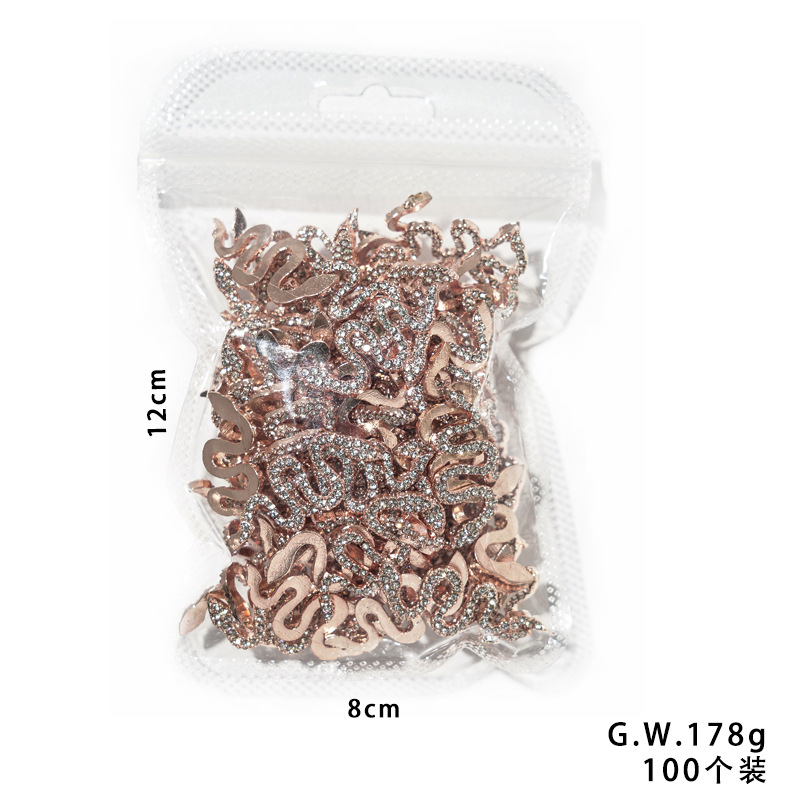 Aleación de uñas serpiente incrustada en diamantes accesorios de uñas tridimensionales Diamante de uñas joyas de metal oro plata diamante accesorios de uñas