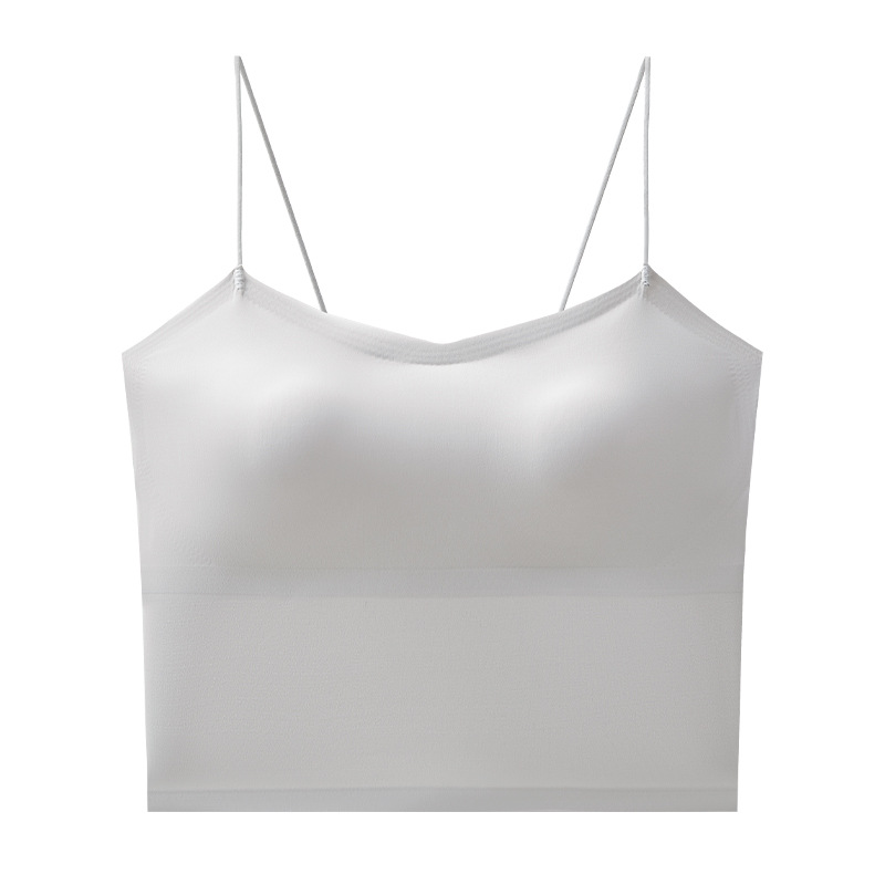 Ropa interior deportiva de seda de hielo, chaleco de cintura, cojín de pecho de mujer, espalda interior, base, sujetador anti-luz.