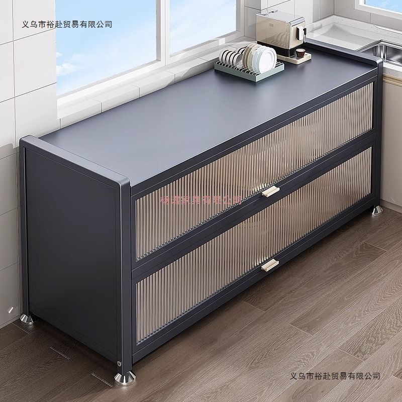 Stainless Steel Kitchen Rack Floor-Standing Multi-Layer Storage Cupboard Multi-Function Microwave Oven Cabinet Dining Side Storage Cabinet