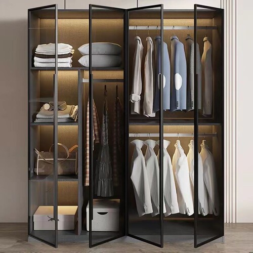 3L light luxury glass wardrobe home bedroom cloakroom storage cabinet simple small apartment package installation ready-made clothes