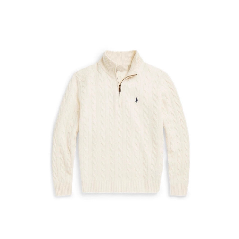 Rl Ralph Lauren Qr Code Export Rl Classic Retro Cable Knit Half-Zip Collar Knit Sweater Thin Style