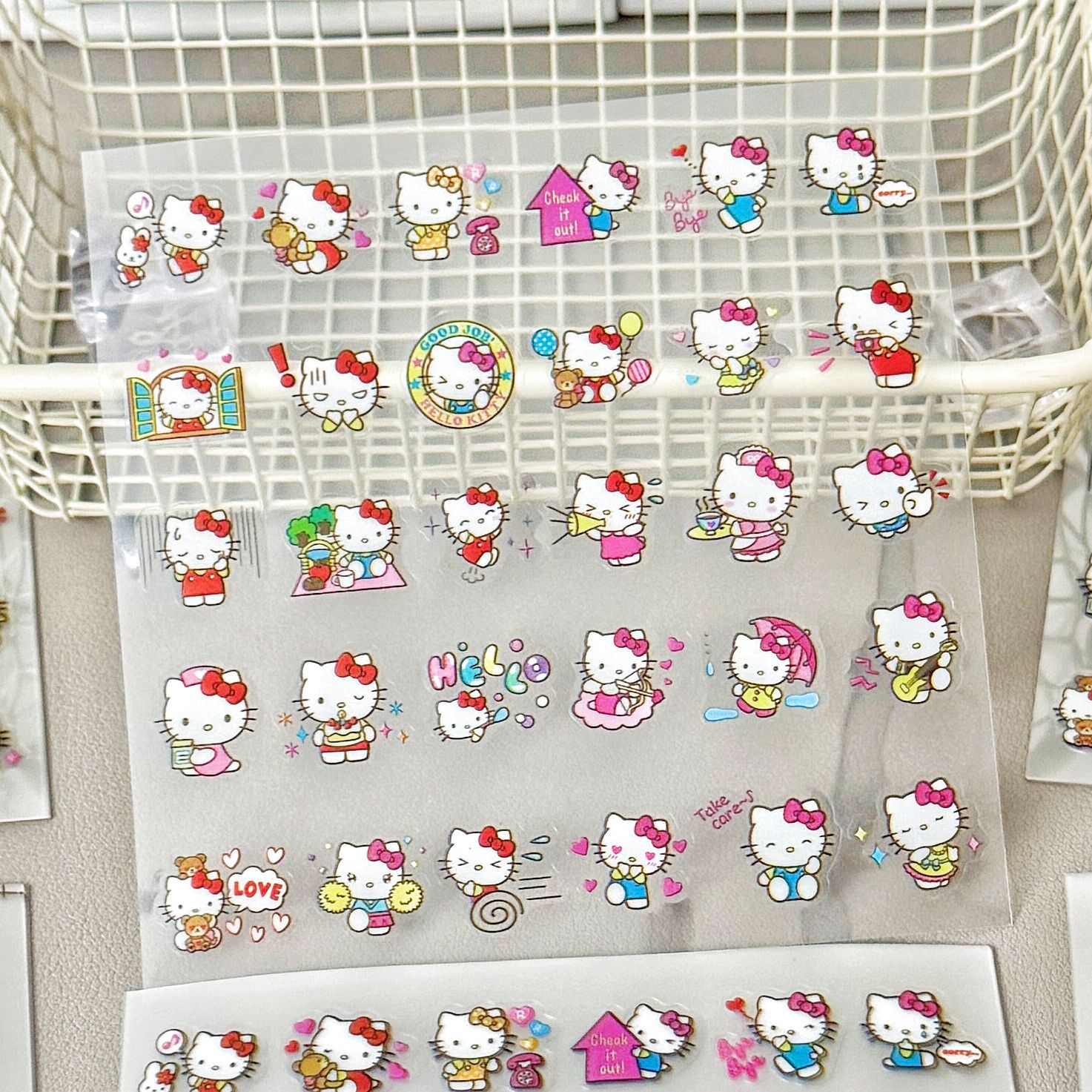 Transparent sticker-vitality pink cat (price of 1 piece) 10*10cm