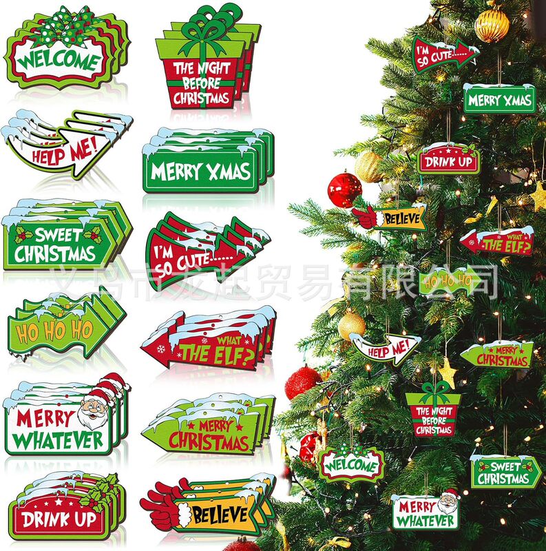 新しいクリスマス木製装飾品石灰緑クリスマスツリー装飾休日クリスマス装飾クリスマスツリー家庭装飾|undefined
