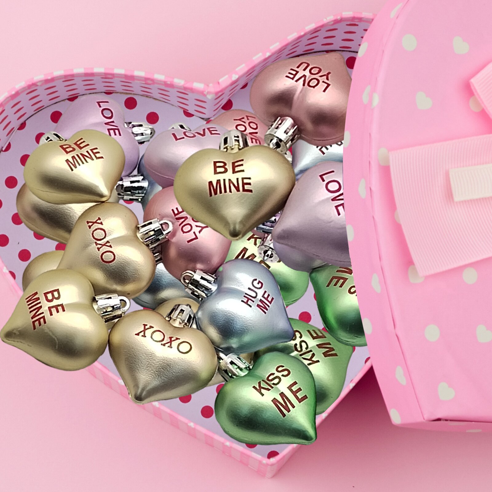 Día de San Valentín macaron serie árbol de Navidad 4,5 cm conjunto 12 amor colgante boda amor colgante