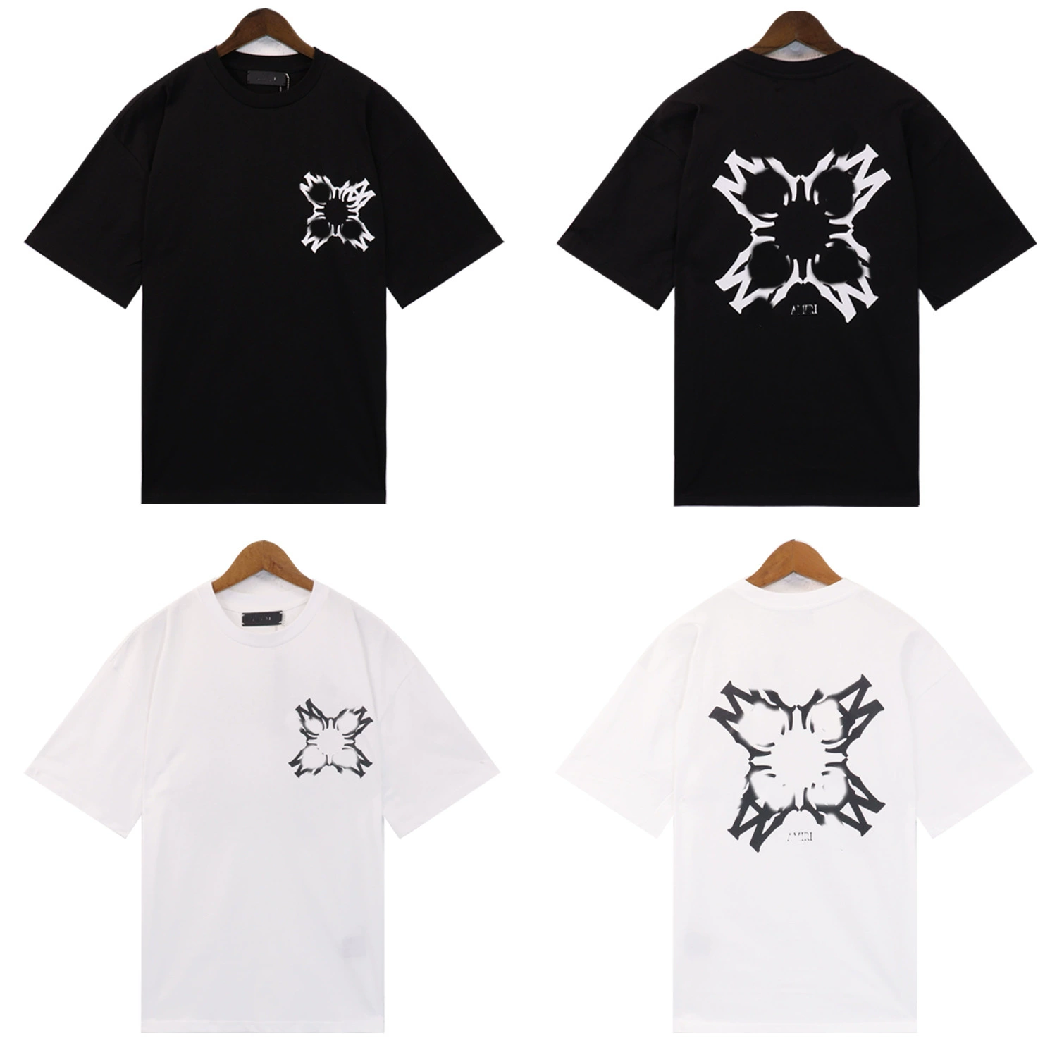 Повседневная футболка AMIRI Мода с микро-алфавитным принтом дизайн для летних мужчин и женщин с круглым вырезом свободные спортивные короткие рукава