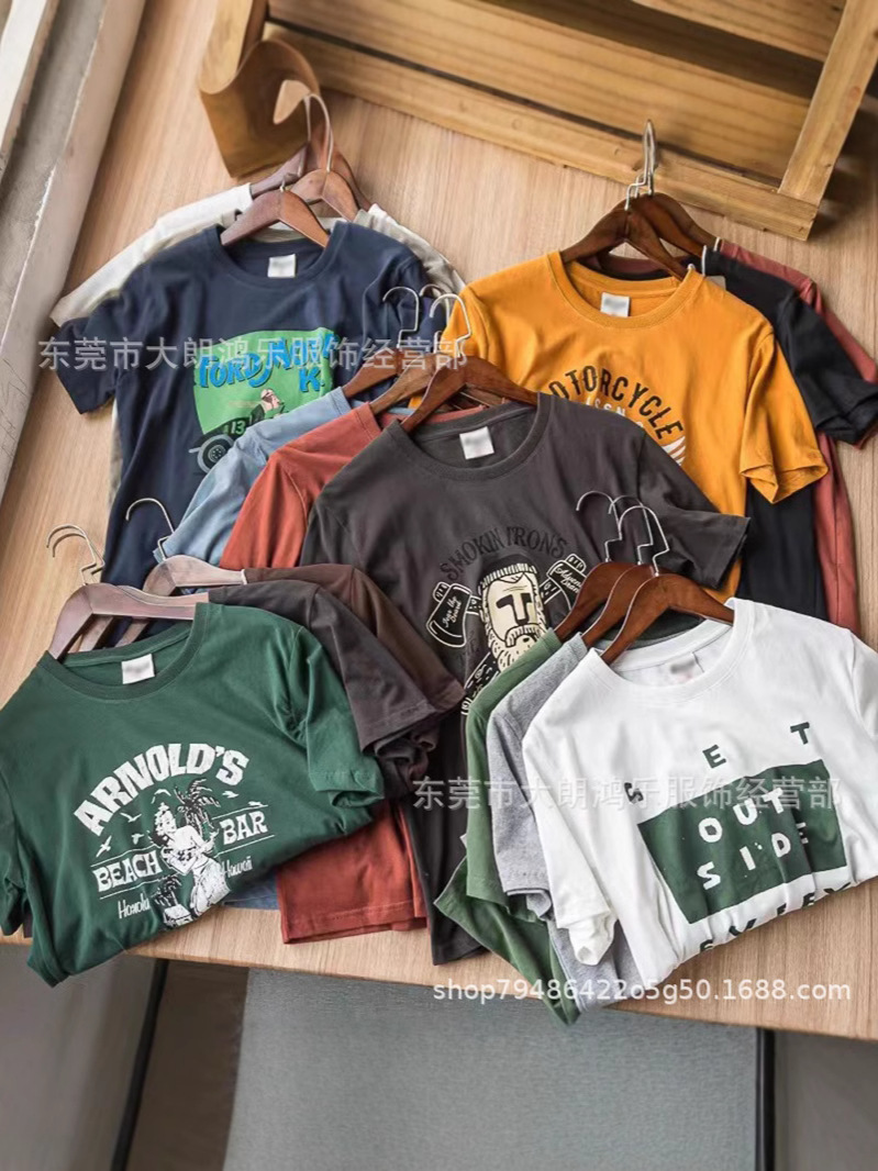 200g Foreign Trade Men's Short-Sleeve T-Shirt, Pique Cotton Men's Loose Round-Neck Polo Shirt, Popular Model in Africa