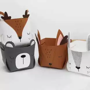 Складная фетровая корзина для хранения игрушек и мелочей с животными