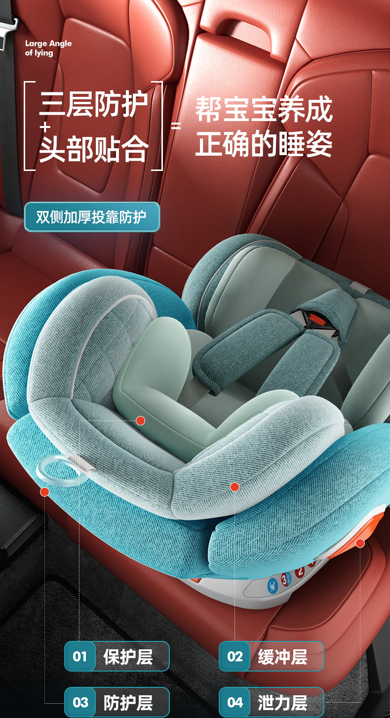 Child Seat Car Baby Car 360-Degree Rotating Seat 0-12 Years Old Can Sit and Lie down Cotton