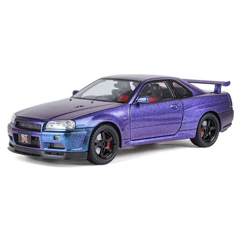 Modelo de coche de aleación GTR versión callejera extra grande 1:18 con neumáticos desmontables, sonido y luces, juguete para niños, transfronterizo.
