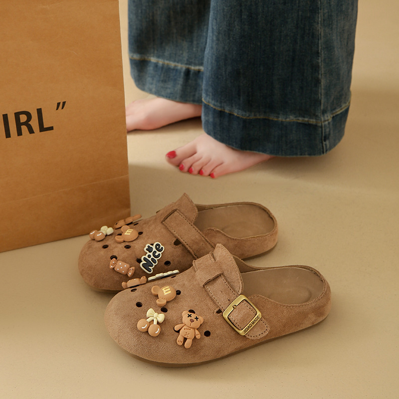 Cute DIY Birkenstock Shoes for Women 2026 New Style Soft-Soled Half-Slip Clogs Large Size 34-42 Slip-On Casual Shoes