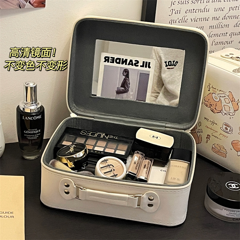 Caja de maquillaje de dibujos animados de alto valor facial y gran capacidad portátil para productos de cuidado de la piel, caja de almacenamiento, maleta, bolsa de maquillaje