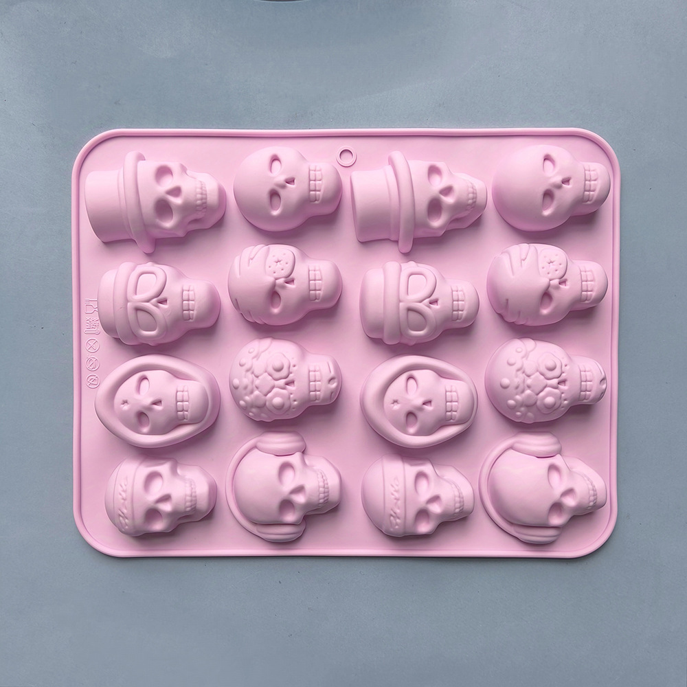 Skull Grid Hielo Silicone Mold Bar DIY Extraña bandeja de hielo 3D pudín de chocolate molde de pastel 688