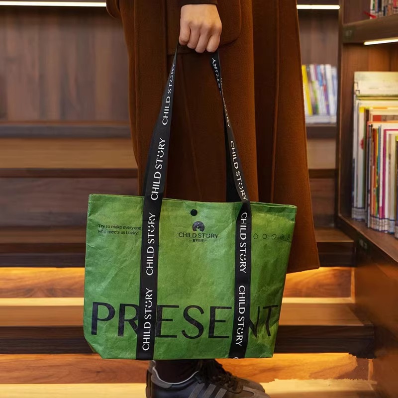 杜邦纸袋单肩包制定logo通勤大容量托特包防水潮流复古简约手提包