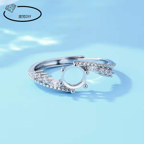 New Explosive 925 Silver Plated Ring Ring Brest Empty Brest Diy Inlaid Huizi Diamond Egg Noodles Women's Opening Ring Brest Semi-finished Products