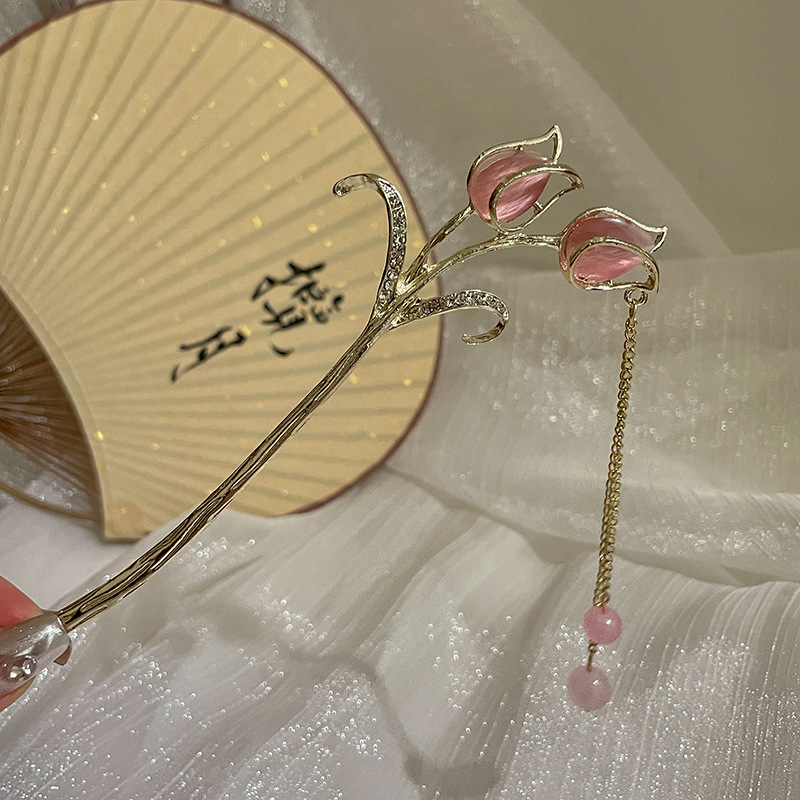 Flores chinas retrógradas flange paso agitando pinzas de cabello de mujer elegante ropa de estilo chino pinzas de cabello de cabello de cabeza trasera pinzas de cabello