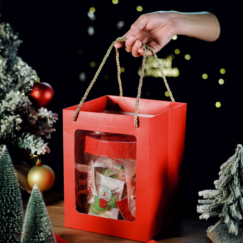 小红书爆款元旦新年抱抱桶蛋糕盒糖果盒包装礼盒手提暴富发财圆形