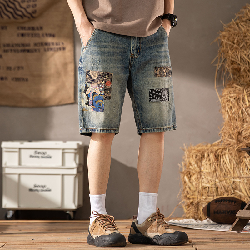 Summer Thin Denim Shorts for Men, Loose Straight-Leg Mid-Length Pants, Trendy Versatile Fashion Casual Five-Point Shorts for Men Summer Thin Denim Shorts for Men, Loose Straight-Leg Mid-Length Pants, Trendy Versatile Fashion Casual Five-Point Shorts for Men
