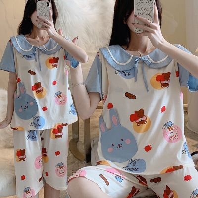 孕妇睡衣夏怀孕期薄款短袖套装产后哺乳睡衣月子服夏产妇喂奶外出