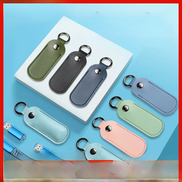 Leather Black Key Case U Disk Data Cable Storage Protective Case Online Banking U Shield Case Thickened PU Leather Wear-resistant Anti-loss