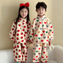 儿童秋冬季套装男童加绒保暖2025新款女童运动宝宝休闲卫衣两件套