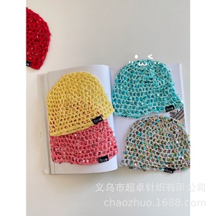 Trendy Korean Sequin Knitted Children's Hole Yarn Hat Melon Cap