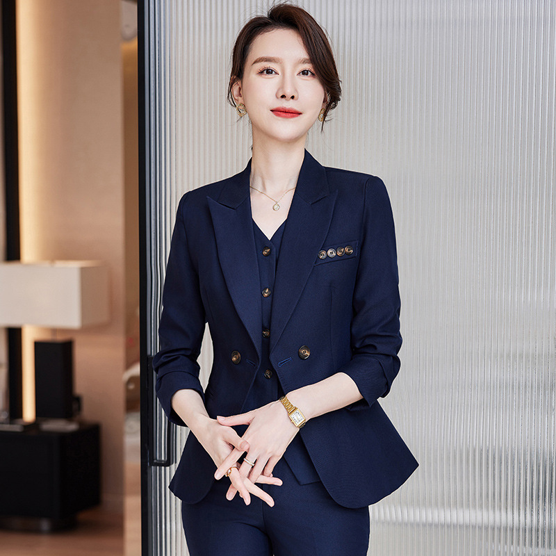 High-End Off-White Blazer for Women, New Professional Ol Style, Slim-Fit Suit Vest, Long-Sleeve Three-Piece Set