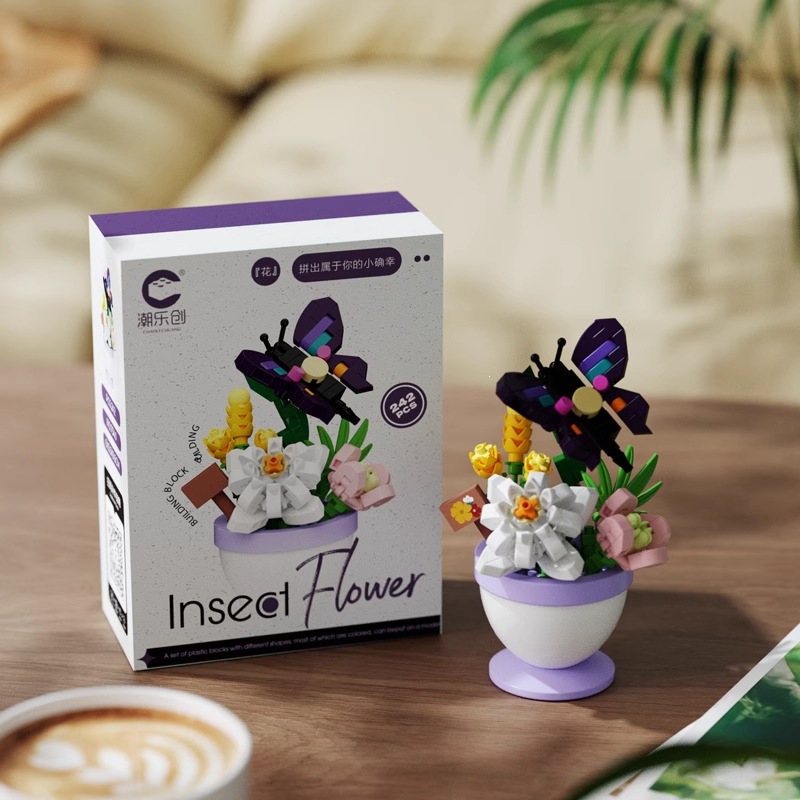 Chao Le Chuang 7345 - 7348 flores interestelares arco iris ramo de flores ensamblaje bloques de construcción juguetes para niños niñas rompecabezas adornos