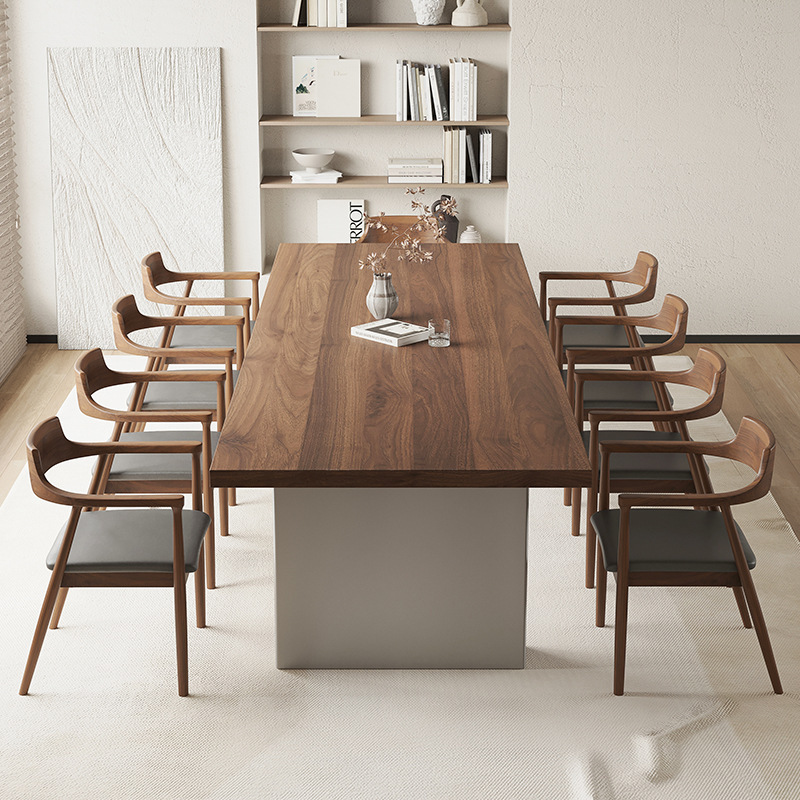 Mesas y sillas de oficina modernas de madera maciza Combinación de personal de oficina Capacitación Mesas de conferencias rectangulares para varias personas Mesas de madera simples