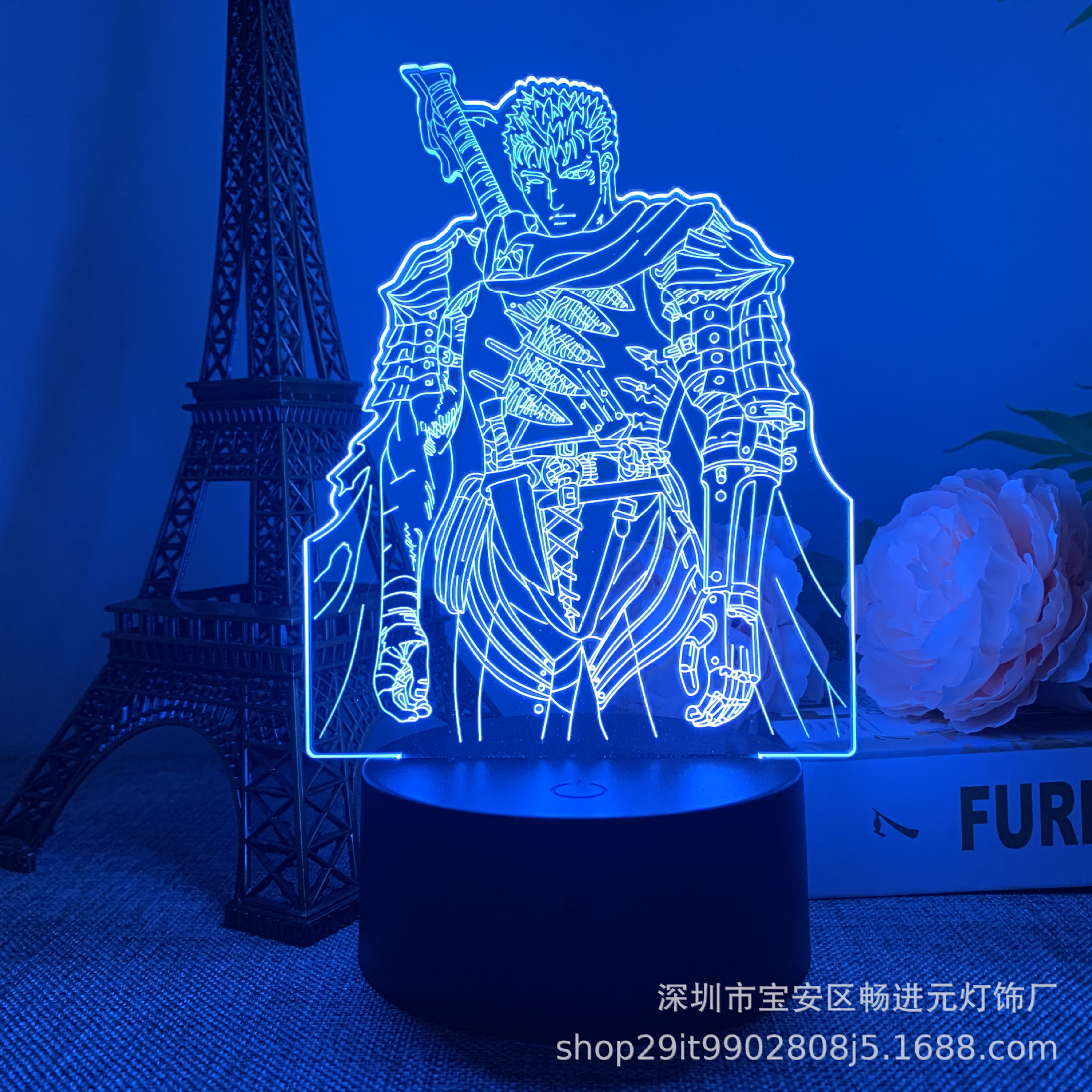 跨境3D小夜灯剑风传奇Berserk Guts创意氛围礼品灯触控遥控16色