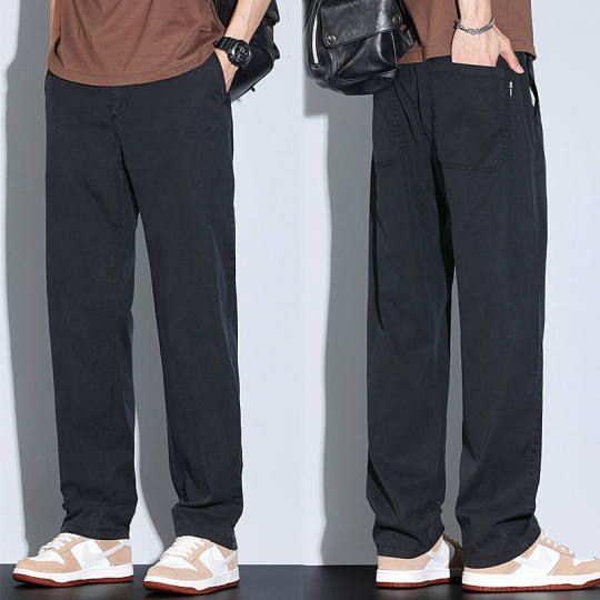 Tencel Casual Straight Pants Men's Spring and Summer Loose Thin Thick Ice Silk Pants Men's Versatile Jeans Wholesale Direct Sales