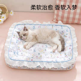 春夏日可爱印花花边趴趴垫大空间方窝小型犬狗窝猫窝宠物窝批发
