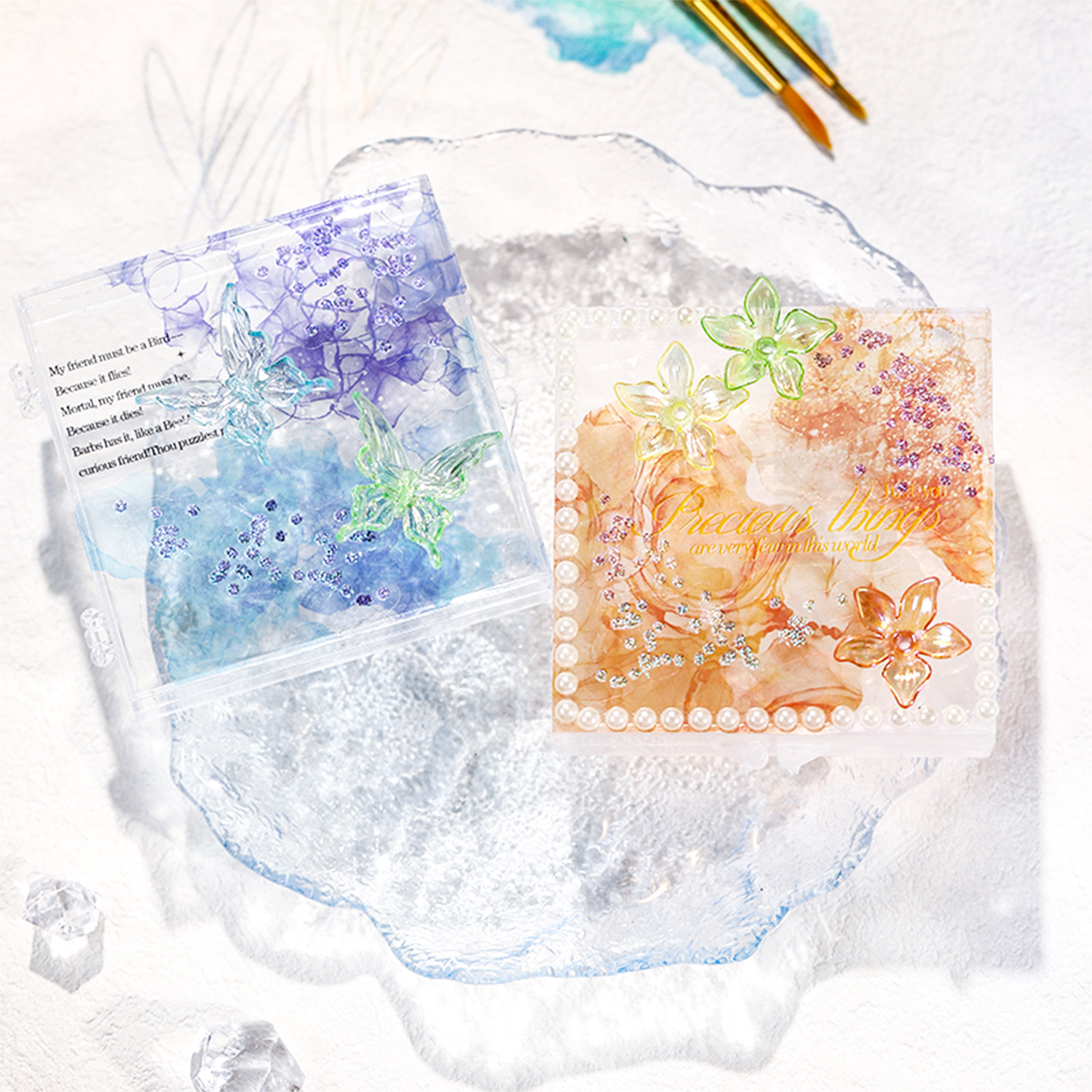 Hermoso día Acuarela mancha bronceado pegatinas teñidas con coloridas pegatinas de material de cuenta manual de la serie romántica