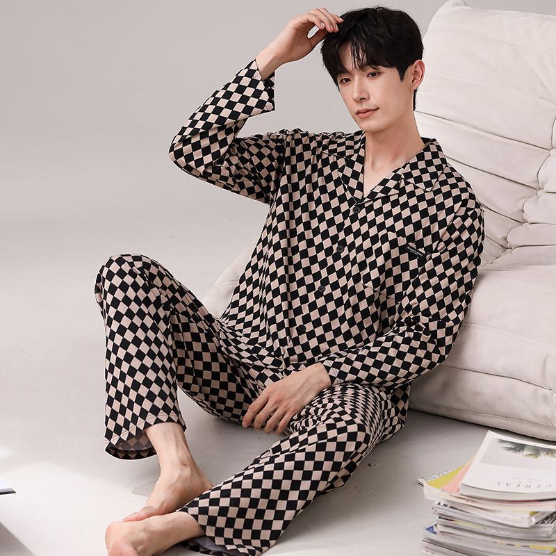 Pijamas de los hombres Primavera y Otoño Invierno 100% algodón de manga larga pantalones delgados más tamaño desgaste de alto nivel de los hombres de verano ropa de casa