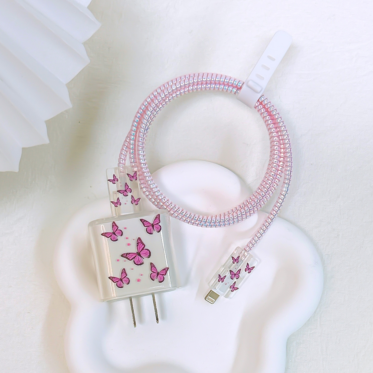 Aplicable a Apple 18W/20W cargador de carga rápida cargador de concha protectora cubierta protectora transparente cáscara suave alambre morder dispositivo pintado