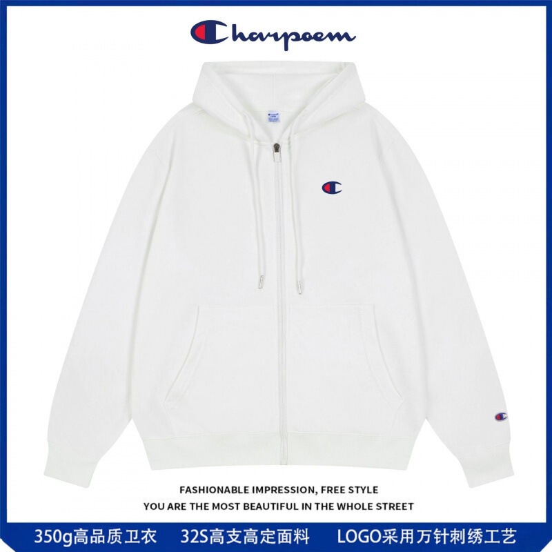 Champion Graffiti 350g Cardigan Sweatshirt Men's 2026 Spring and Autumn New Loose Trendy Brand Hooded Couple Embroidered Jacket