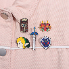 卡通動漫遊戲周邊幾何形胸針配飾創意盾牌/人物/劍造型固定胸花