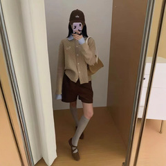 韩系减龄麻花设计感毛衣外套女秋冬款软糯小狗刺绣假两件针织开衫