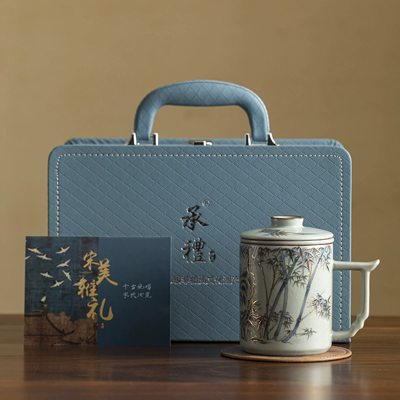 Ruyao Gui собирает бамбуковую офисную чашку чайная чашка керамическая крышка с фильтром для разделения чая и чая