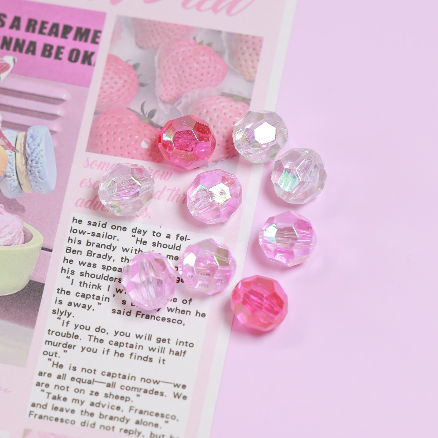 亚克力透明切面珠彩色AB角珠diy手工串珠散珠材料饰品配件