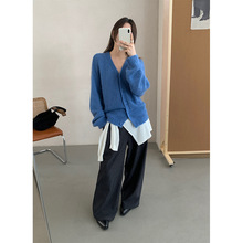 非町 FEIDING十三行秋冬V领韩版简约多色软糯含马海开衫毛衣Z9811