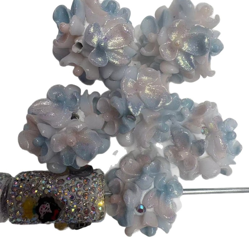 新款跨境夜光+光变立体花朵花球可过笔diy手机链包包链饰品配件|undefined