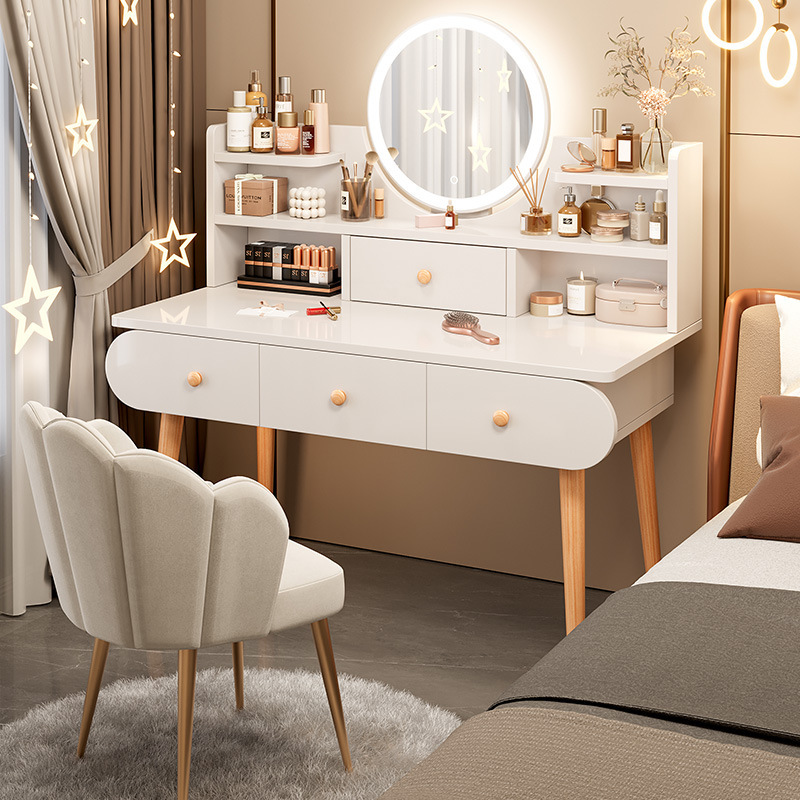 Dressing Table for Bedroom, Simple and Modern, 2026 New Popular Model, Small Apartment, Light Luxury Bedside Storage Cabinet Integrated with Makeup Table Dressing Table for Bedroom, Simple and Modern, 2026 New Popular Model, Small Apartment, Light Luxury Bedside Storage Cabinet Integrated with Makeup Table