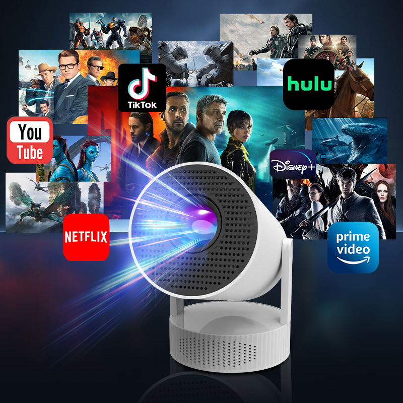 Cross-Border New Model Hy300Pro Ultra Battery-Powered Projector Android Barrel-Type Cross-Border High-Definition Projector