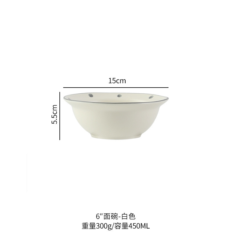 6 인치 유백색 도트 둥근 그릇 (약 15cm)