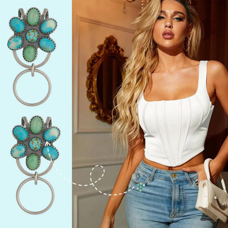 Turquoise Bloom Bag Clip Key Holder 绿松石花朵包夹钥匙扣|undefined
