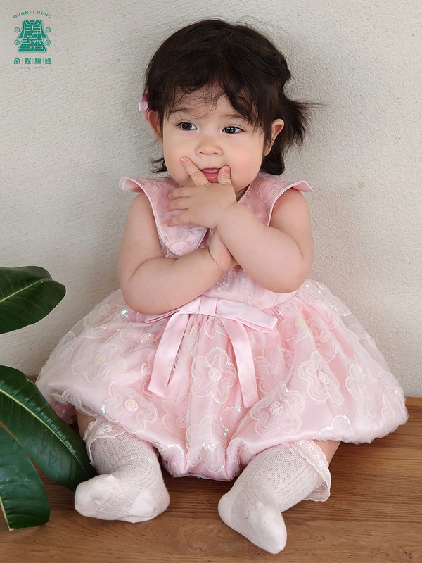 赤ちゃんの夏の漢服の女の子のお尻のスカートの新生児の服の王女のスカートの満1歳の服装の女の宝の外はスカートを着ます|undefined