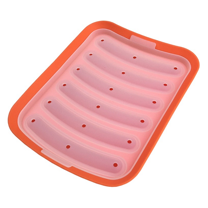 6 with lid silicone sausage shape ham sausage fresh-keeping box hot dog mold baking sausage box mold DIY