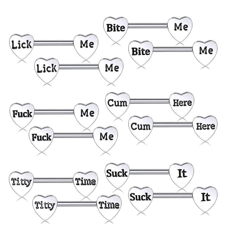 Фабрика Новый трансграничный европейский и американский прокол ювелирные изделия сексуальные буквы персик сердце молоко гвоздь любовь груди кольцо сперма здесь