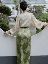 新中式国风裙套装改良旗袍秋季女装复古盘扣上衣搭配半身裙两件套