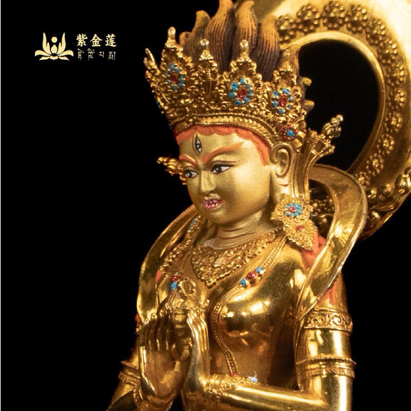 紫金莲 藏传密宗尼泊尔金手工艺真金色二十一度母车载随身小佛像|undefined